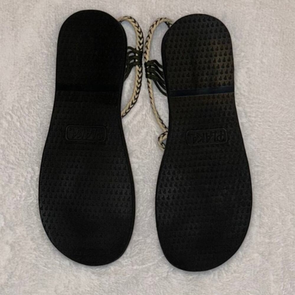 Plaka Flat Sandals for Women Braided Palm Leaf Teal & Moss Green, Size 10 - Picture 7 of 7